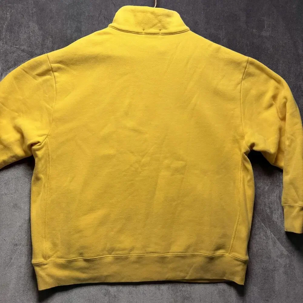 Nautica Sweatshirt Mens 2XL Yellow 1/4 Zip Fleece Pullover Logo Mock Neck